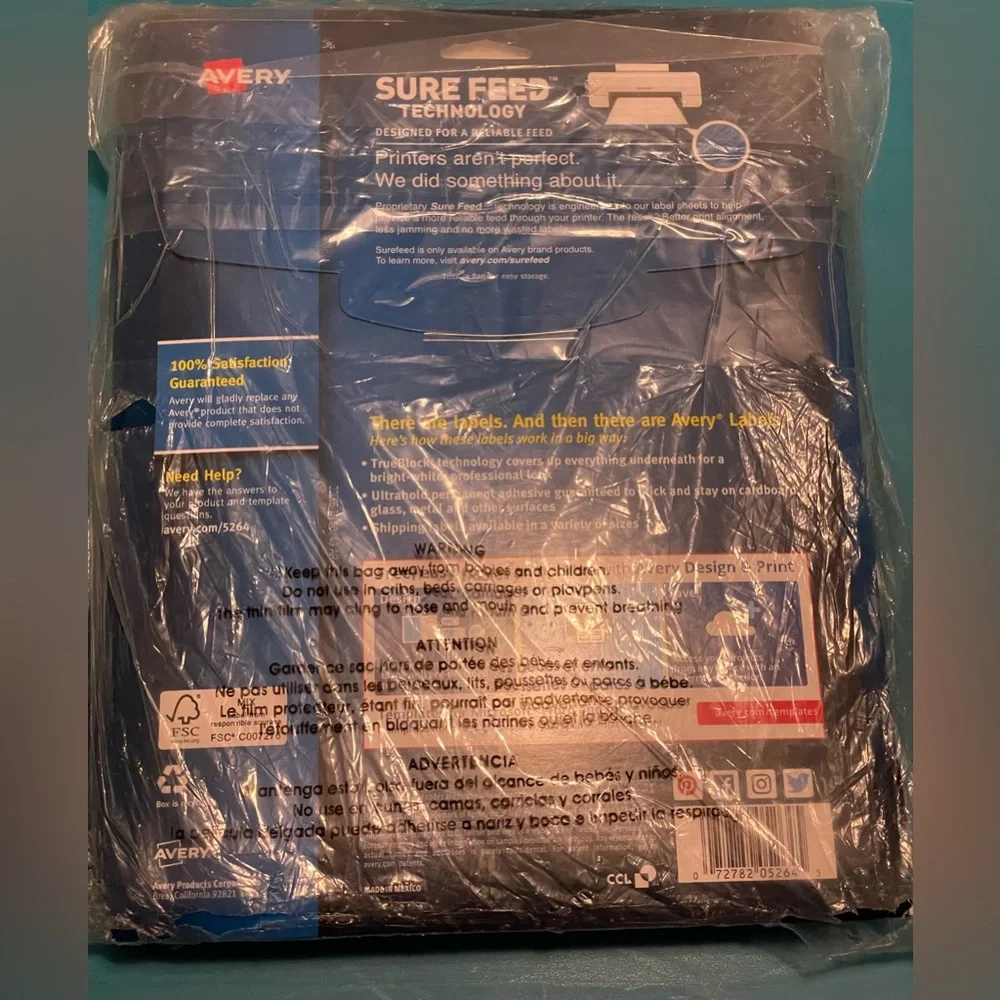Avery Shipping Labels with TrueBlock Technology, White, 150/Pack (5 Packs)=750 L